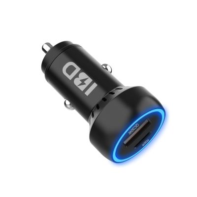 China IBD Super Mini All Metal 60w Fast Car Charger Private Model 60W Fast Charging 2 USB Ports QC 3.0 and PD Type C Car Charger for sale