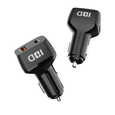 China IBD high speed 48w 2 in 1 dual usb qc3.0 and usb-c car charger for iPhone 11 fast wireless car charger for car for sale