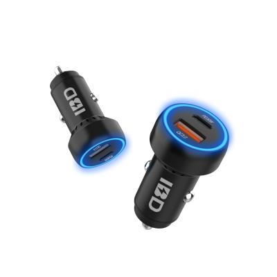 China Mobile Phone IBD High Quality QC3.0 Dual Metal Palladium Car Charger for iPhone 12 and 13 Fast Charging Car Chargers Sets for sale