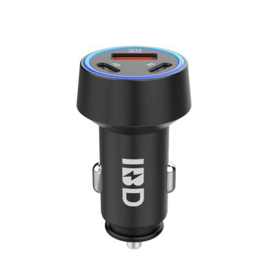 China Mobile Phone IBD Power 58W 3 USB Ports Large QC 3.0 And Metal Type C PD USB Car Charger for sale