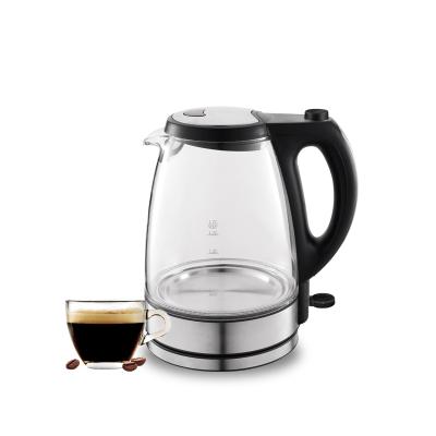 China 360 Degree Base 1.7L Glass Body Rotating Electric Boiling Quick Kettle With Temperature Control for sale