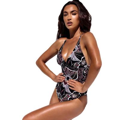 China Anti-Bacterial Stylish deep V-neck bikini straps with a fitness swimsuit for sale