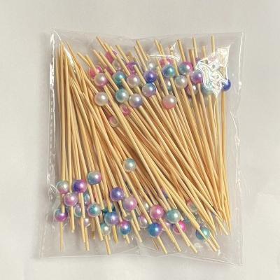 China New Arrival Easily Cleaned Bamboo Cylinder Mini Wooden Skewer Fruit Stick Fruit Mixer Picks for sale