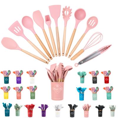 China Wholesale 12 Pcs Viable Non Stick Silicone Kitchen Accessories Cookware Silicone Kitchen Utensils Set for sale