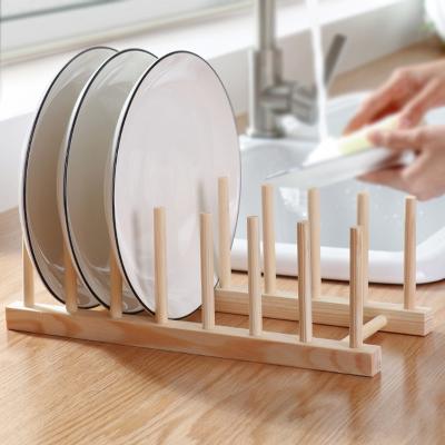 China Sustainable Eco Friendly Kitchen Wooden Drying Rack Bamboo Dish Rack With Utensil Holder for sale