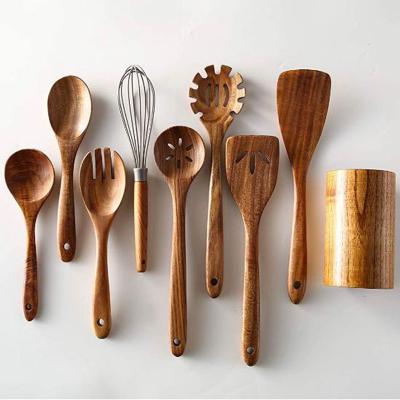 China Sustainable Natural Safety Olive Wood Cooking Tool Acacia Kitchen Appliances Set for sale