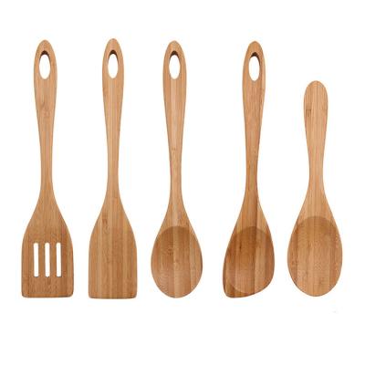 China Sustainable Manufacturer Price Kitchen Wooden Spoon Bamboo Cooking Spoon Suit for sale