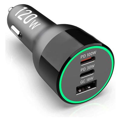 China PD Fast Charging 120W Car Charger For Macbook 100W Laptop Fast Charging 3.0 3Port USB C Phone Car Fast Charging Charger For Samsung iPhone for sale