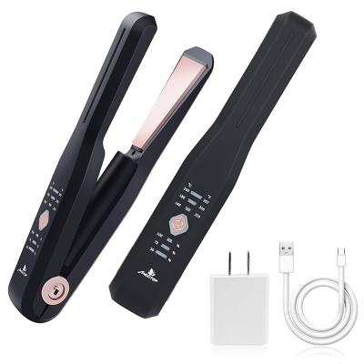 China 2022 Customs Outdoor Cordless Ceramic Flat Iron Private Label USB Cordless Mini Hair Straightener Rechargeable for sale