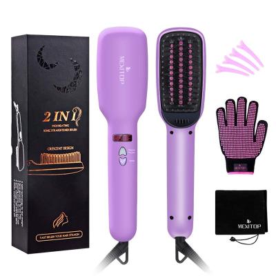 China 2021 Outdoor Ceramic Hair Straightener Straightening Comb Brush Passionate Electric Hair Straightener Brush for sale