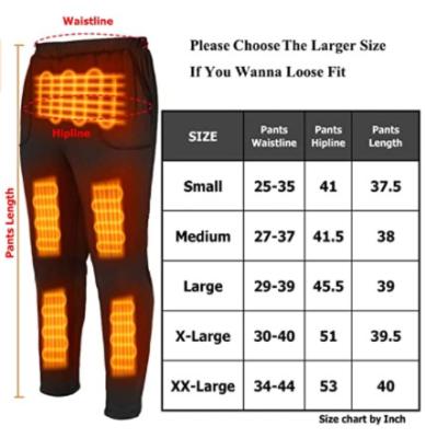 China Anti-wrinkle heating pants are suitable for men's/women's USB electric heating pants and warm black pants for indoor and outdoor use for sale