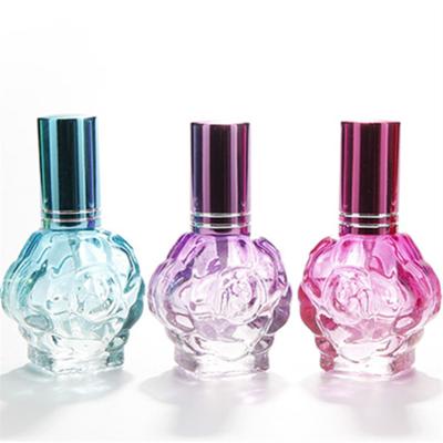 China Cosmetic Pink Flower Shaped For Perfume Glass Bottle Women Pink Color Bottle for sale