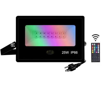 China Amazon Warehouse Hot Sale RGB Flood Light With 25W LED Garden Lights Remote Waterproof Ultralight Outdoor Color Changing Flood Light 220V for sale