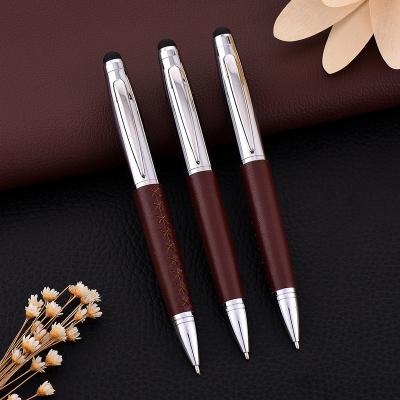 China office & Business Leather Bag School Pen Fashionable Metal Pen Leather Pen, Company LOGO Custom Ballpoint Pen A82 for sale