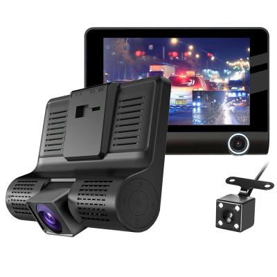 China Hottest Three Camera Black Box 4.0 Inch Waterproof Car Dash Cam Front And Rear Dual Cam 1080P Car Dash Cam for sale