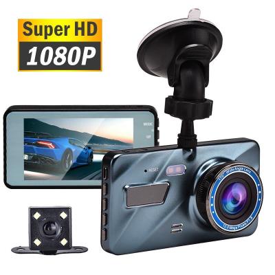 China Waterproof vehicle driving recorder dash cam 2021 4 inch touch screen 1080P lens car dvr dual front and rear dash camera for sale