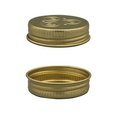 China Non Spill Logo 38mm Metal Tinplate Screw Caps Custom Golden Lids For Jar Glass Bottles for sale