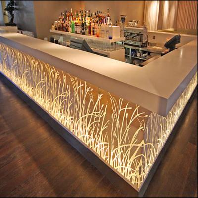 China Modern Top Sale Outdoor Solid Corian Front Bar Table Nightclub L Shaped Commercial Bar Counters for sale