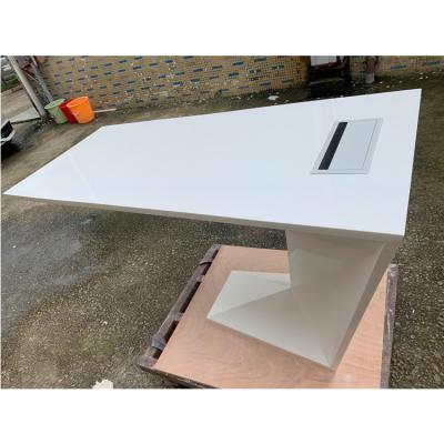 China (Size) Simple Design Classic White Adjustable Marble Computer Stone Desk Executive Table Executive Table for sale