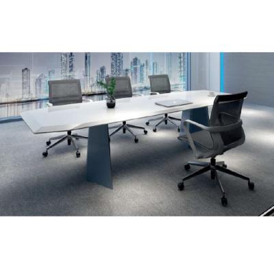 China Free Sample (Full Size) Adjustable Office Room Table White Conference Table With Wooden Oval Meeting Table And Outlets Chairs for sale