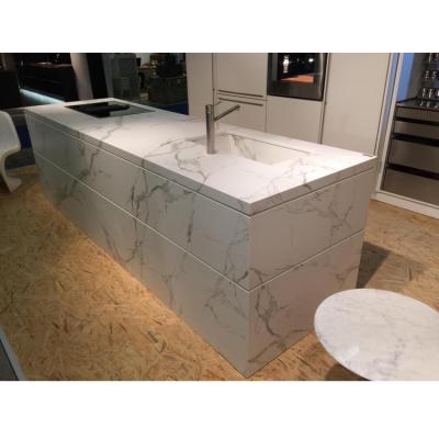 China Environmental Friendly High End Marble Stone Kitchen Island White Modern Used For Home Kitchen Room Furniture With Basin for sale