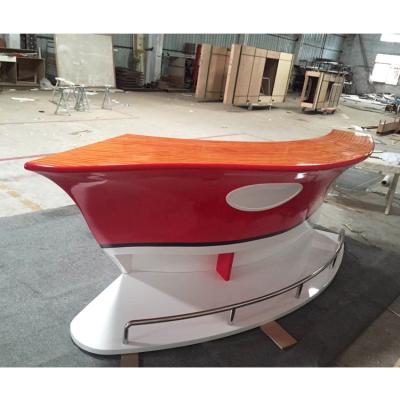 China Next New Design 2021 Boat Shape Bar Furniture Modern Wooden Coffee Counter For Sale for sale