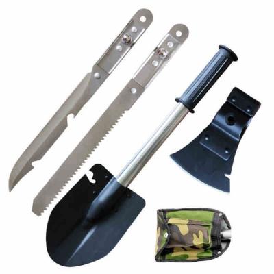 China Four In One 4 Times In 1 Outdoor Folding Camping Multifunction Blade Saw Shovel Travel Garden Times Tools High Carbon Steel for sale