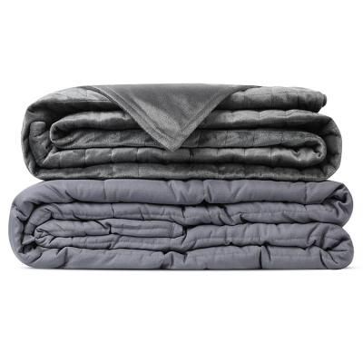 China Double Layered Soft Weighted Blanket Custom Gray Color Gravity Weighted Cotton Disposable Minky Blanket Covering for sale