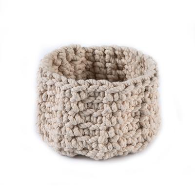 China Sustainable Natural Cotton Rope Hand Pure Handmade Woven Basket for sale