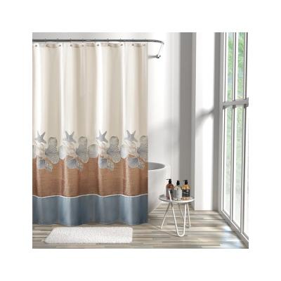 China Sustainable Low Price Beige Contemporary Custom Printed Bathroom Shower Curtain for sale