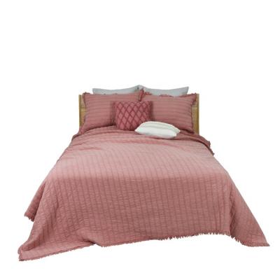 China Wearable Esther washed bed cover set with fringe for sale