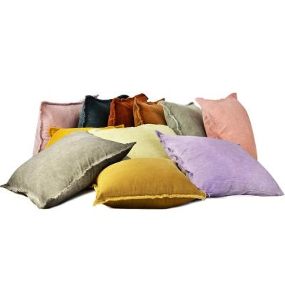 China Virago Anti-Static Plain Dyed Washed Cotton Velvet Cushion Cover Soft Velvet Pillow Cover Dyed Tile Cases for sale