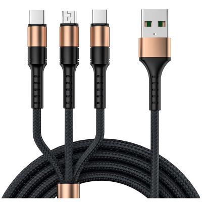 China 3in1 Mobile Phone Data USB Cable For iPhone Fast Charger Charging Cable For Android Phone Type C Xiaomi Huawei Samsung Charger Wire For iPad for sale