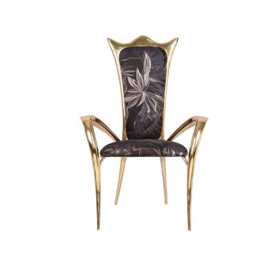 China Modern luxurious removable cover metal cast copper fabric dining chair. for sale