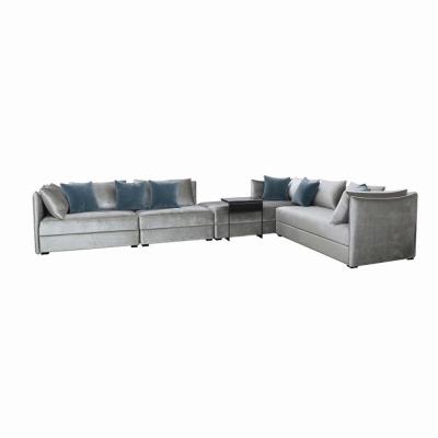 China Adjustable Modern Living Room Fabric Sofa Set Furniture Light Luxury L-Shaped Corner Gray Sofa (Other) With Small Table for sale