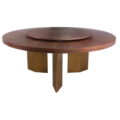 China Extendable Modern Luxury Titanium Dining Table Stainless Steel MDF Oak Dining Table for sale