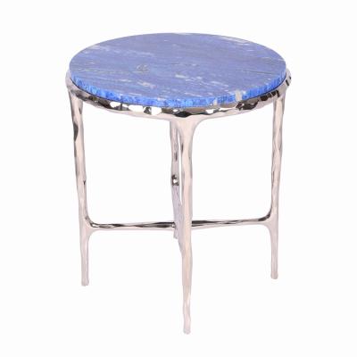 China Removable Stainless Steel Modern Luxury Blue Dream Blue Coffee Table Cover Blue Marble Coffee Table for sale