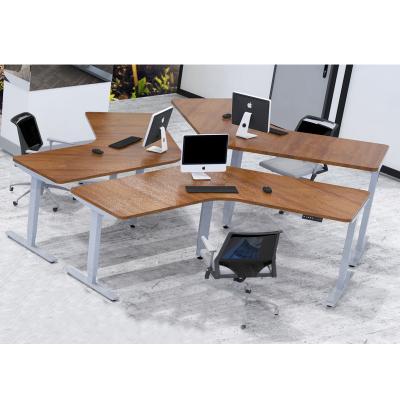 China Modern Ergonomic Standing Adjustable Electric 3 Leg Height Computer Desk for sale