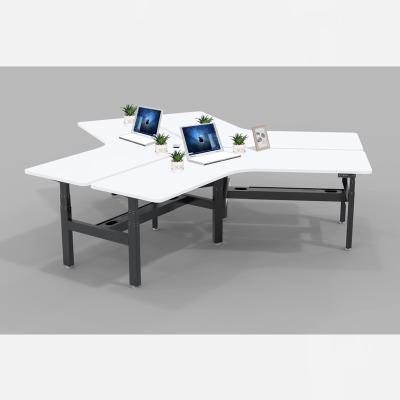 China Custom 3 Person Workstation Electric Adjustable Position (Height) Height Computer Desk for sale