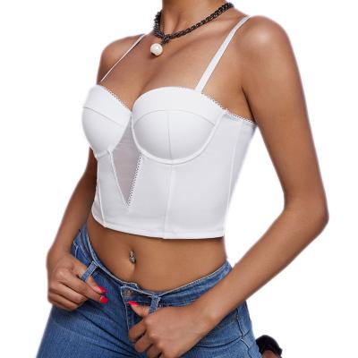 China Hot Selling QUICK DRY Cavity Strap Removable Soft Knit Top Girls Mesh Summer Tops Warm Gear White Cami Top Crop for sale