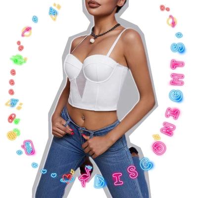 China 2022 NEW QUICK DRY! Original Design Detachable Strap White Knitted Cavity Mesh Camis Top Crop Tops For Women Halter Top for sale