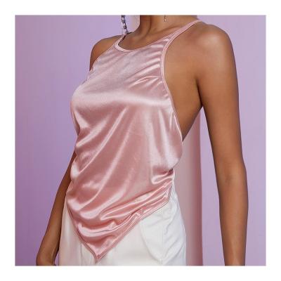 China Cami Top Bralette Ladies Summer Wear Sexy Backless Camisoles Soft Sheer Satin Adjustable Backless Tie Top QUICK DRY for sale