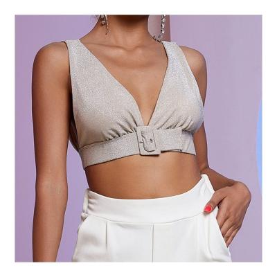 China Original Hot Selling Design Bralette Buckle Strap Adjustable Crop Top QUICK DRY Lame Sexy Hot Summer Women Crop Tops for sale