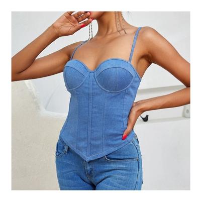 China Hot Popular QUICK DRY Strap Top Slim Stretch Soft Stretchy Hot Popular Denim Streetwear Tunic Blouse Bra Adjustment Detachable Bra for sale