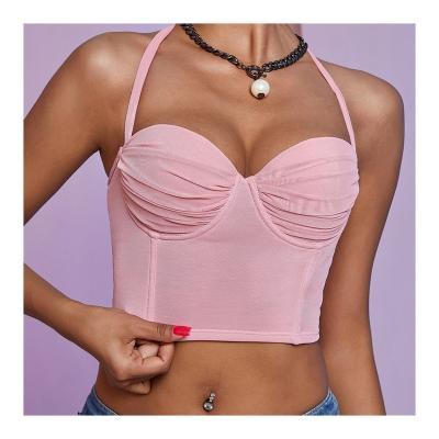 China 2022 New Design Sports Cami Top Y2K Halter Adjustable Strap Pink Mesh QUICK DRY Streetwear for sale