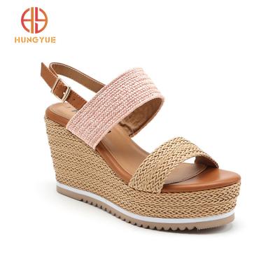 China 2020 Fashion Trend Ankle Spring Wedges Straps Chunky Heeled Sandal Summer High Heels Women Sandals for sale