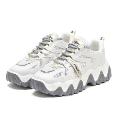 China Fashion Trend White Popular Sports Shoes Custom Size Height Increasing Chunky Shoes High Wedge Casual Sneaker For Women for sale