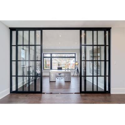 China New Design Aluminum Alloy Waterproof Commercial Tempered Glass Large Sliding Door for sale