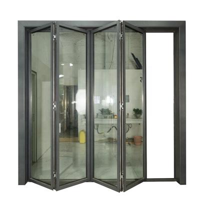 China Modern Apartment Waterproof Tempered Glass Aluminum Alloy Folding Doors for sale