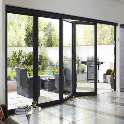 China Waterproof Modern Exterior Sound Proof Tempered Glass Folding Aluminum Hotel Doors for sale